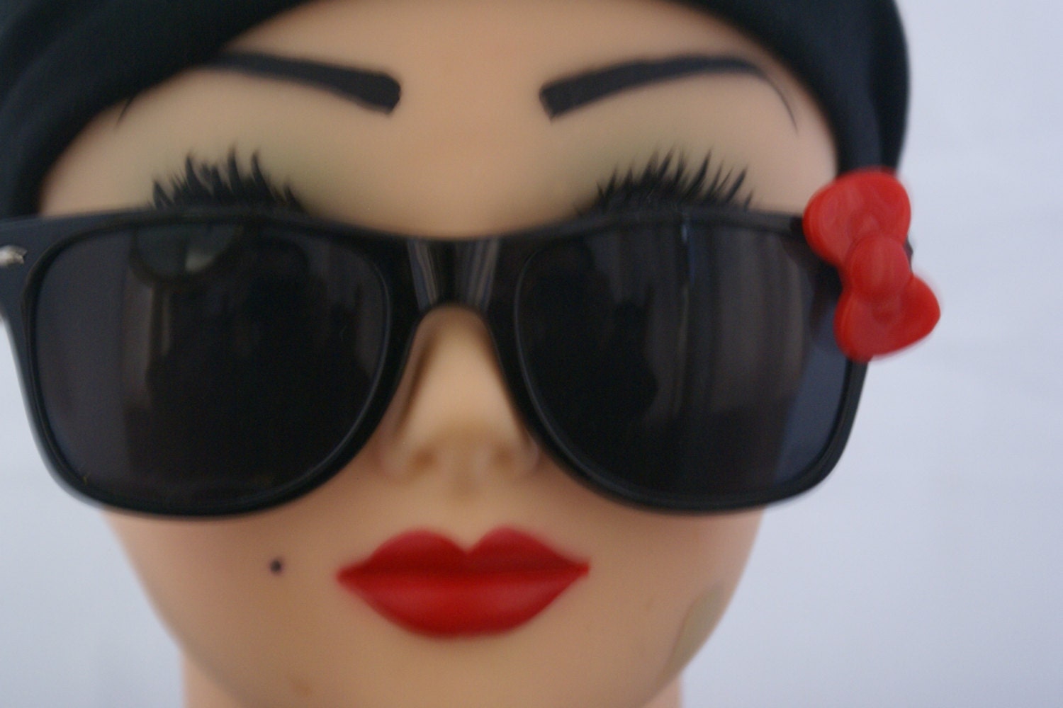 Nerd Glasses with Red Bow - Black Glasses Lens, Black Frame