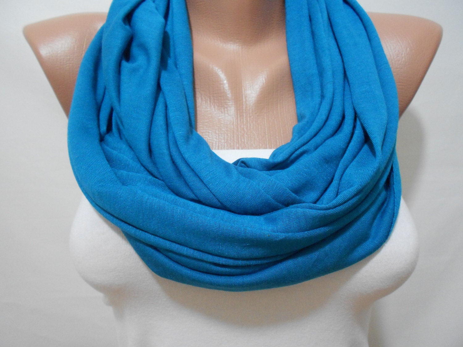 Blue Infinity Scarf Shawl, Blue Loop Scarf Shawl, Cotton Tube Scarf,  Fashion Women Accessories, Gift For Her For Mom, ScarfClub