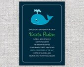 whale baby shower invitation digital printable cute new baby boy girl invite navy blue green whale shower invite customizable personalized
