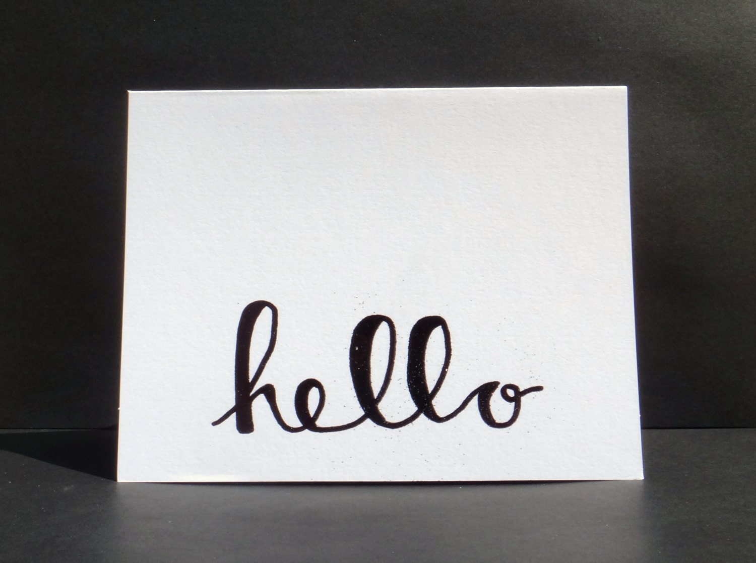 Hello // Modern Calligraphy, Heat Embossed, Greeting Card - BLACK