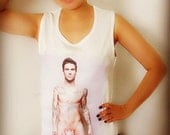 Maroon 5 Adam Levine Pattern Shirt Crop Top Tank Tops T-Shirt , Women Sexy Hipster Shirt , Custom Photo T-Shirt