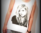 Avril Lavigne Sleeveless Shirt Rock Tank Top Shirt T-Shirt ,  Comfortable White Shirt , Women Sexy Hipster Shirt , Custom Photo Shirt