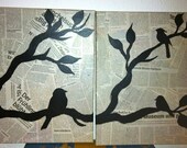 Branching Out w/ Bird--Newspaper 30cm x 40 cm--Made to Order