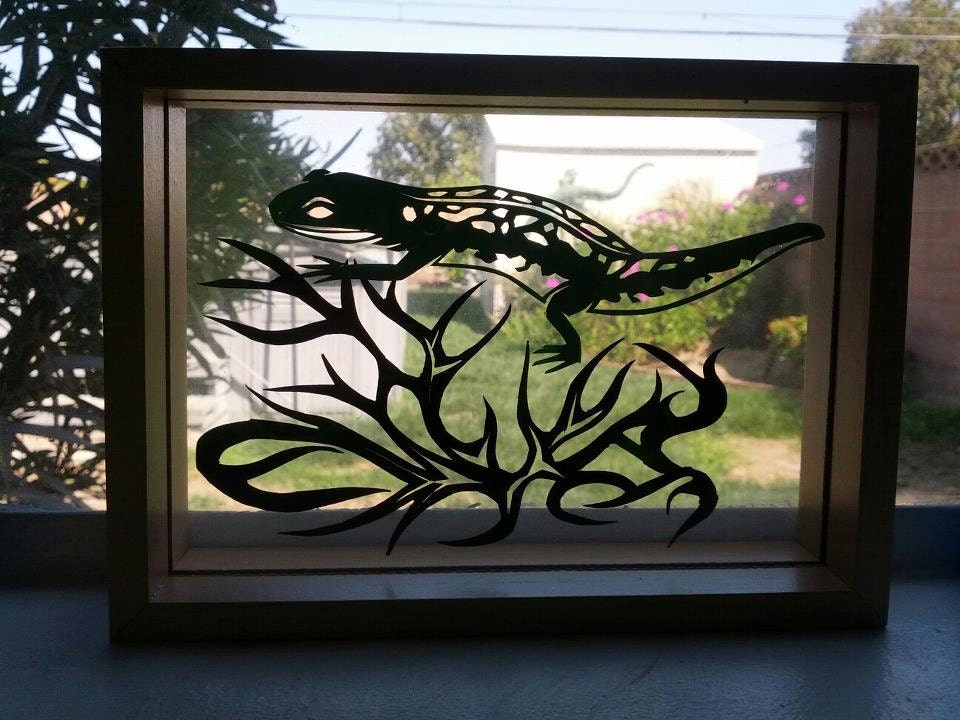 OOAK Handmade Paper Art - 'Nero e Verdi' - Salamander - Amphibian - Nature - Wild - Animal