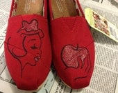 Custom Hand Painted Snow White Styled TOMS Womens Mens Childrens Flats Canvas Shoes
