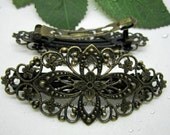 2pc antique bronze/plated gold flowerpad hair alligator clip accessories