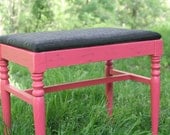 Vintage Upcycled Hot Pink and Black Upholstered Bench
