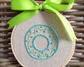 Made To Order, Hand Embroidery Custom Keepsake Letter, Initial, Number, Embroidery Hoop Wall Art, 4" Hoop, Eco-Felt Covered Back