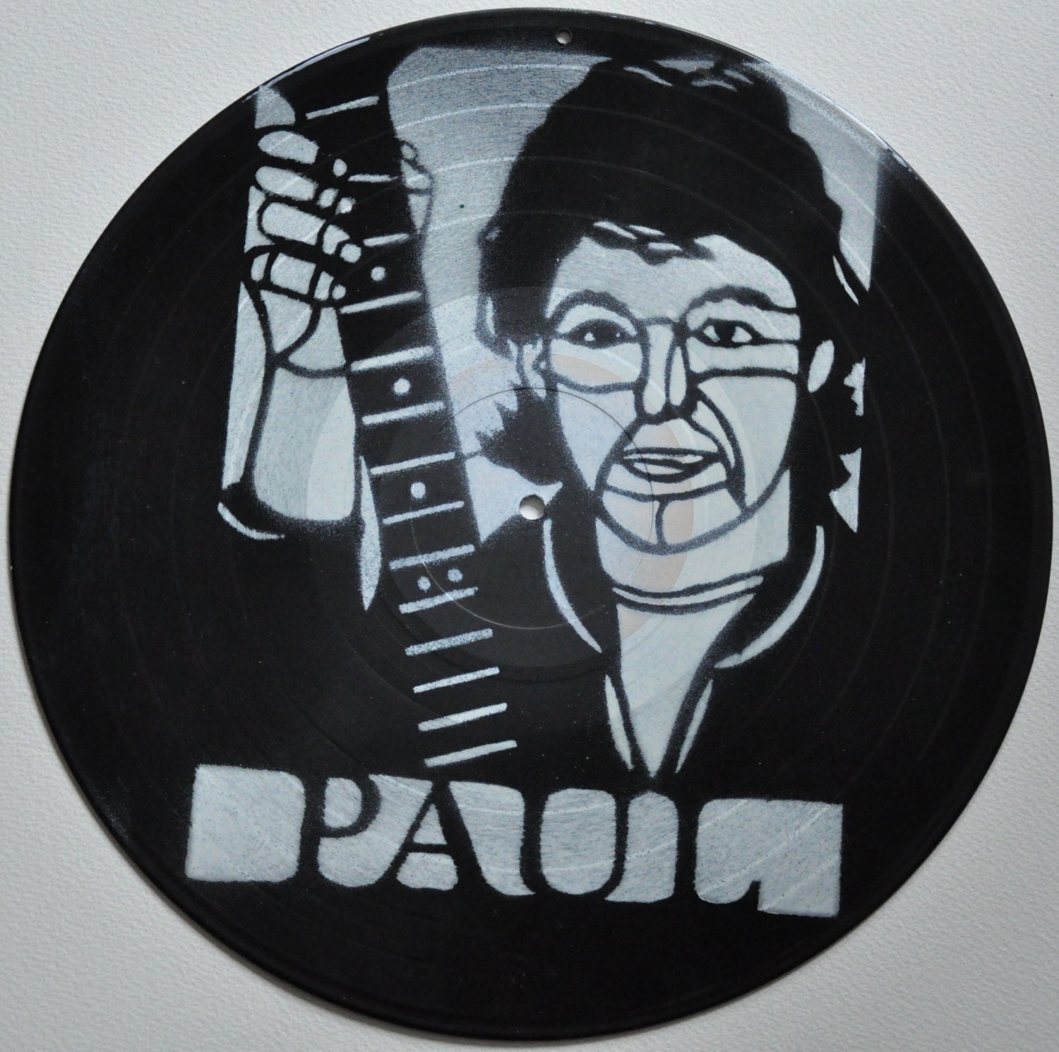 Paul McCartney Beatles  vinyl LP record stencil hanging mobile art