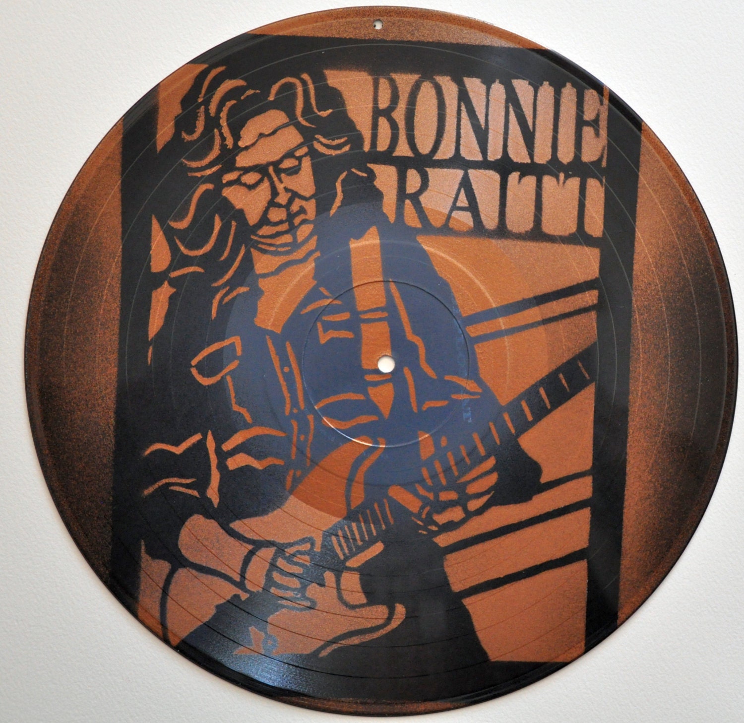 Bonnie Raitt John Lee Hooker vinyl LP record original stencil hanging mobile art