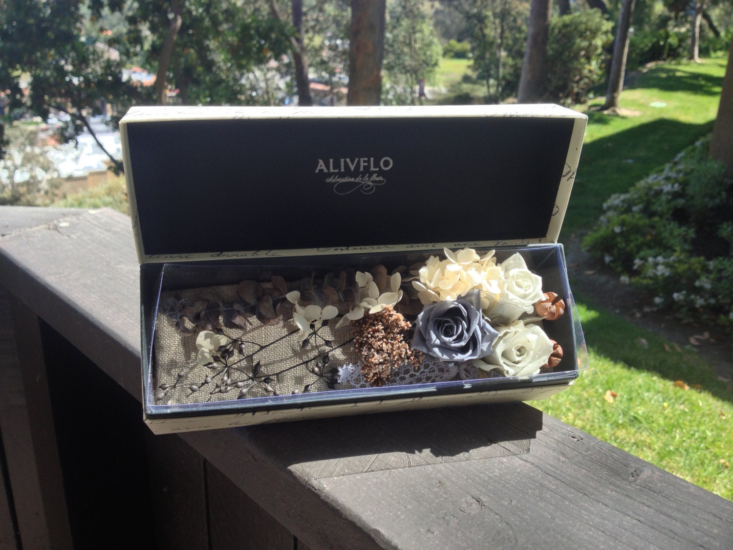 Handmade Preserved Flowers in a Large Oblong Shape Box
