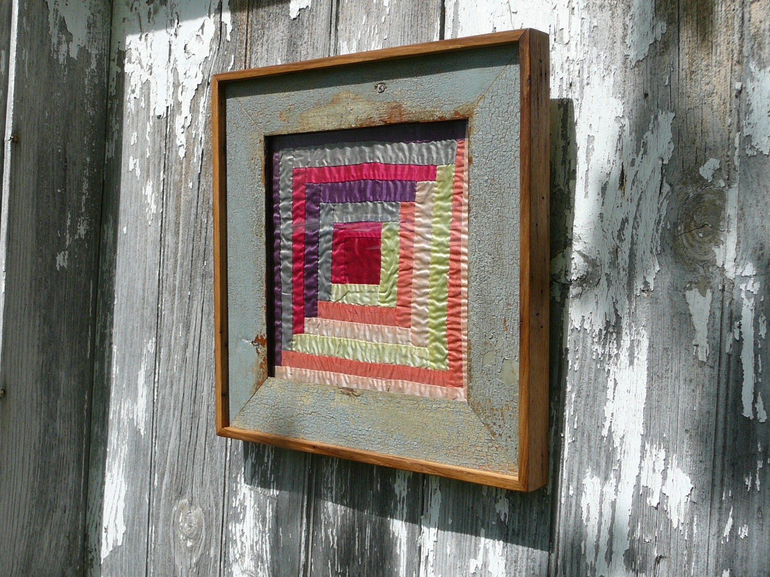 Antique Quilt Square Framed in reclaimed by WrensDenWoodworking