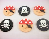 12 Pirate Party Birthday Cupcake Fondant Cake Toppers, Pirates and Skulls Party Edible Decoration, Pirate and Skull Fondant Toppers - LenasCakes