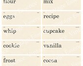 BAKING FLASHCARDS Vintage Style Digital Collage Sheet for Altered Art Mixed Media Scrapbooking