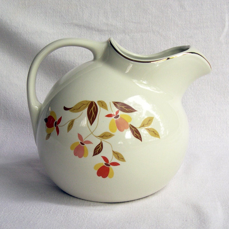 Hall Jewel Tea Autumn Leaf Pitcher with Ice by LousMercantile
