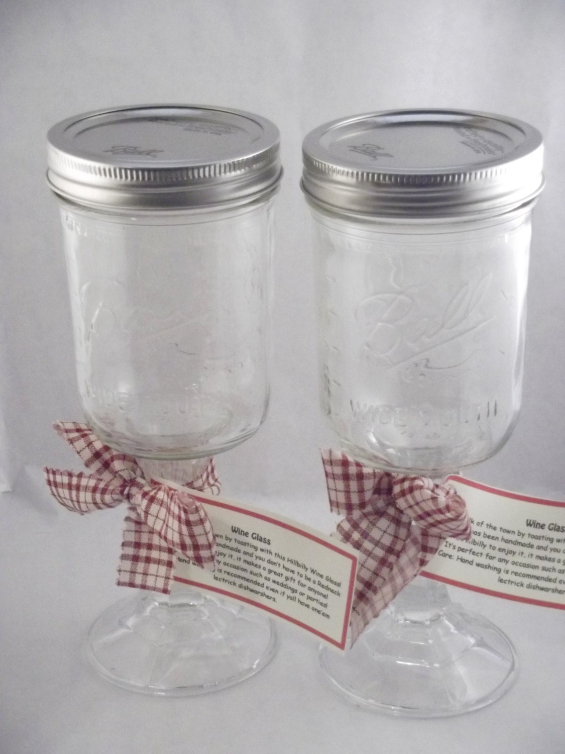 Set of Two Redneck Hillbilly Wine Glass Mason Jar Southern Sipper Outdoors Gift