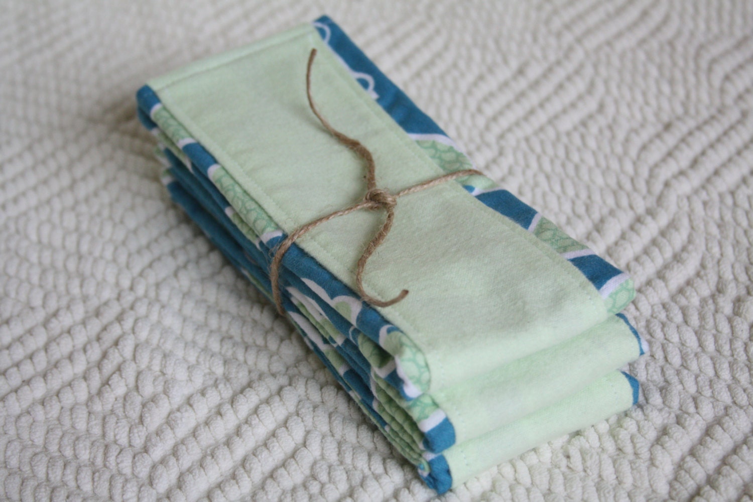 Set of 3 Baby Burp Cloths - Baby Turtle burp rags
