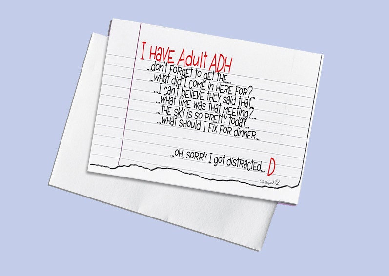 8 Miniature Note Cards-Paper Goods-Blank-Adult humor-ADHD distraction everyday all occasion stationery gift tag humor art