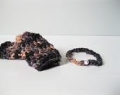 Handspun Thick and Thin Leg Warmer and Headband/Halo Set in Dark Glamour - One of a Kind Newborn Photography Prop