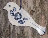 Ceramic Bird - Sparrow Delft Handmade Handpainted