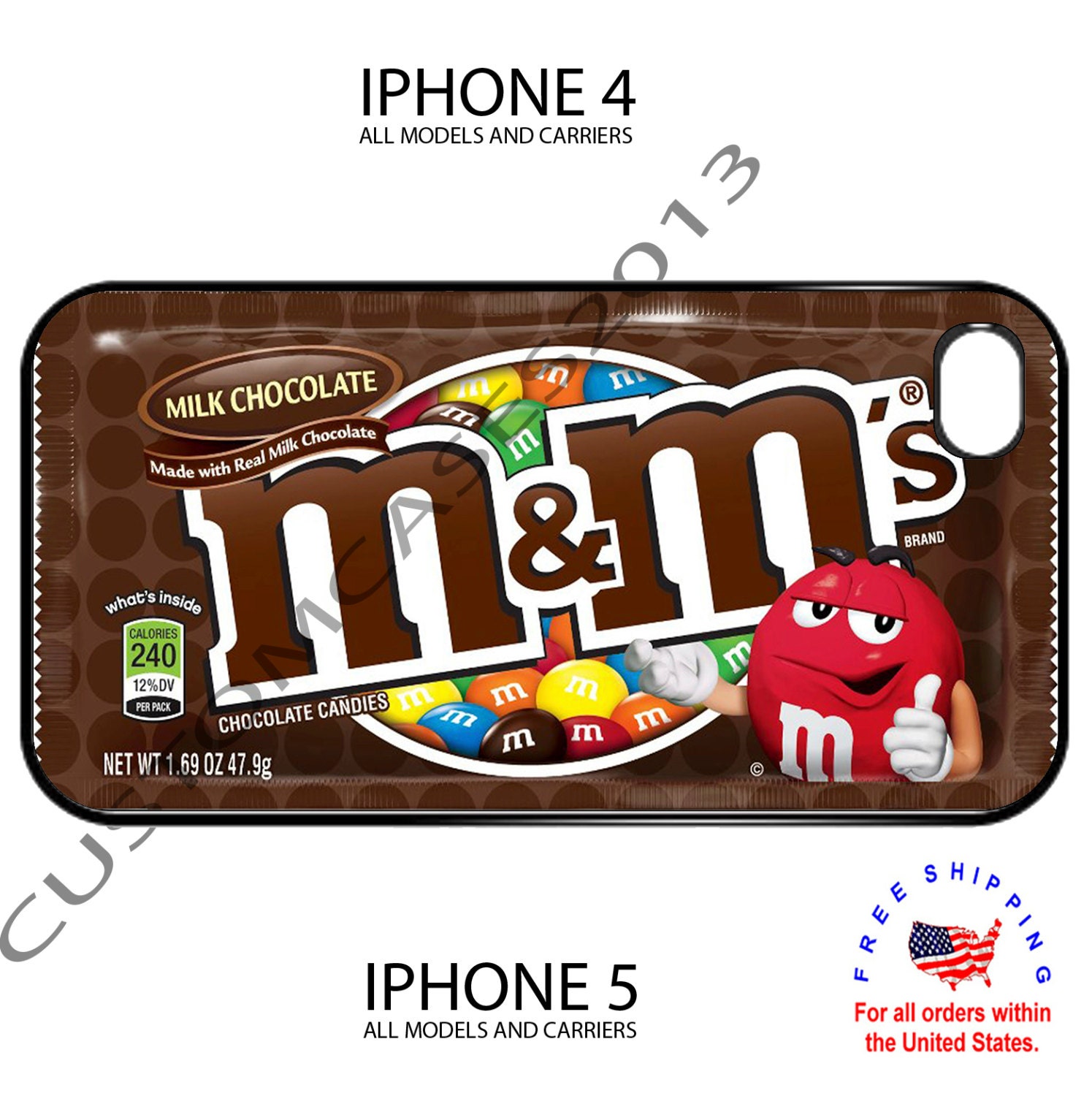 M&M Chocolate Candy Bag apple iphone 4 4s 5 hard cover case