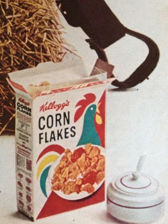 Vintage Kellogg S Corn Flakes Cowgirl Ad Paper Ephemera