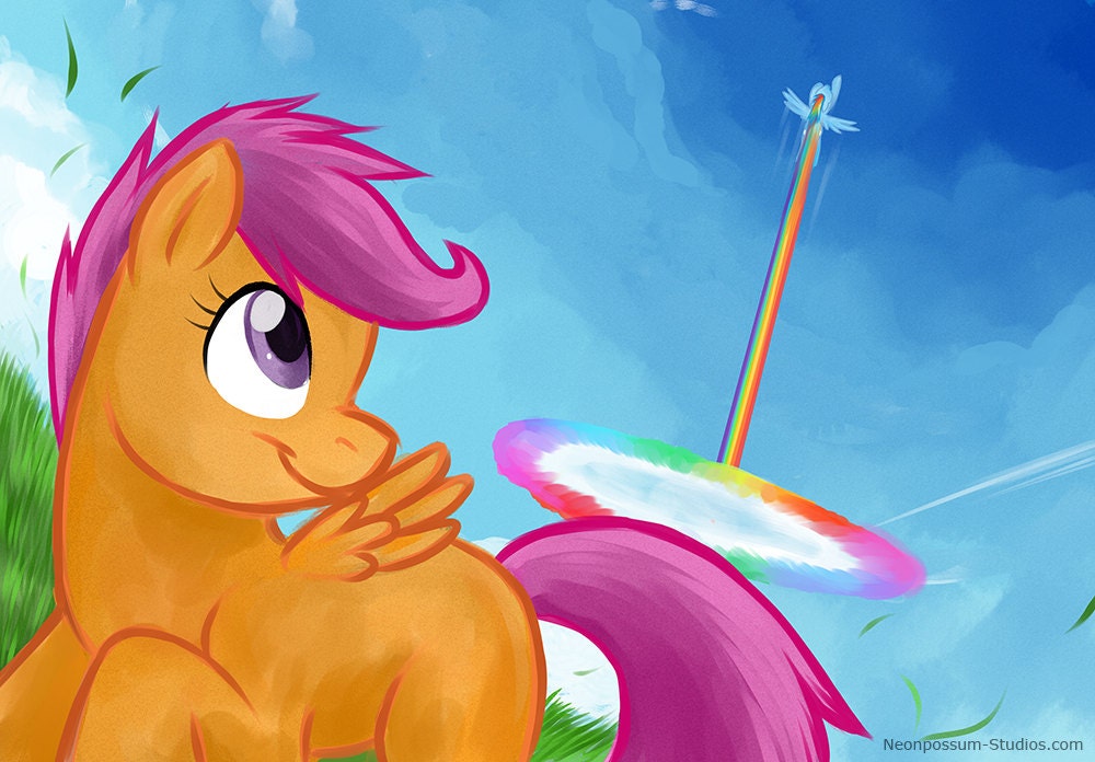 Print of  'Admiration' Scootaloo Rainbow Dash MLP A4