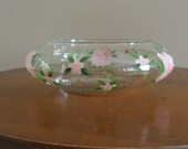 Hand Painted Floating Candle Glass Bowl With Flower Pattern