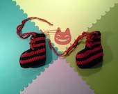 0-3 months, baby goth booties. Cool Creepy Couture for little monsters.