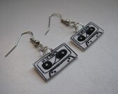 Mix-Tape Dangle Earrings, Handmade & Illustrated: Matching Items Available