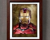 Fine Art Print: - "Vintage Ironman portrait" - 8" x 10" Giclee print - Comics, Super Hero art, Gift for Him, Geek gift, Science Fiction Art