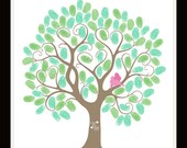 16x20 Personalized Wedding Tree Guest Book. 120 Thumbprints Guest Sign in. Great for Wedding, Bridal Shower, Anniversary. T089
