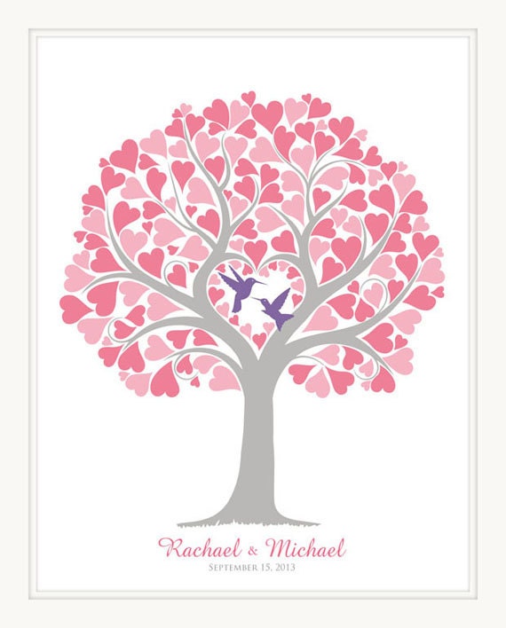 16x20 Personalized Wedding Tree Guest Book. 100 Guest Sign in. Great for Wedding, Bridal Shower, Anniversary. T093