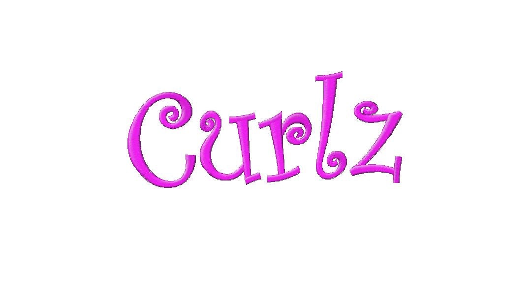 INSTANT DOWNLOAD Curlz Machine Embroidery Font Set Includes 3 Sizes