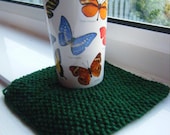 Handmade knitted large woolly coaster