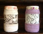 Mason Jar - Hand Painted Elegant Lace Centerpiece Vase - Customized with your Wedding Colors