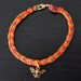 Bee Charm Fishtail Friendship Bracelet in Orange, Hot Pink, and Tan