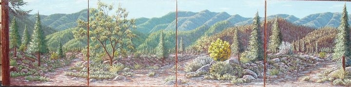 This 12"x48" high resolution giclee reproduction titled "Lost Creek Panorama" was created from original paintings by Dusty Kinman.