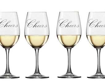 10 x Wedding Wine Glass Decals Cheers Vinyl Sticker