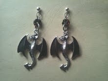 Blood Red Crystal Dragon Earrings