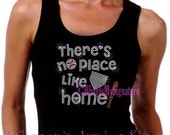 There's No Place Like Home - Baseball Bat & Home Plate - Iron on Rhinestone Ribbed Tank Top - Select Your Size - Bling Sports Shirt