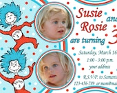 thing 1 and thing 2 birthday invitation, or thing 1 and thing 2 thank you card - i can write any text