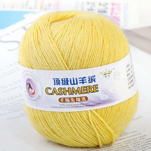 1 Skein Ball Cashmere Knitting Weaving Wool Yarn - Yellow