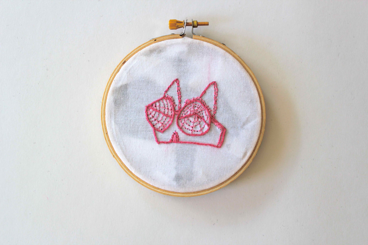 Bra Embroidered Hoop Art: Tiny Bustier Hand Stitched Hoop 4 Inch