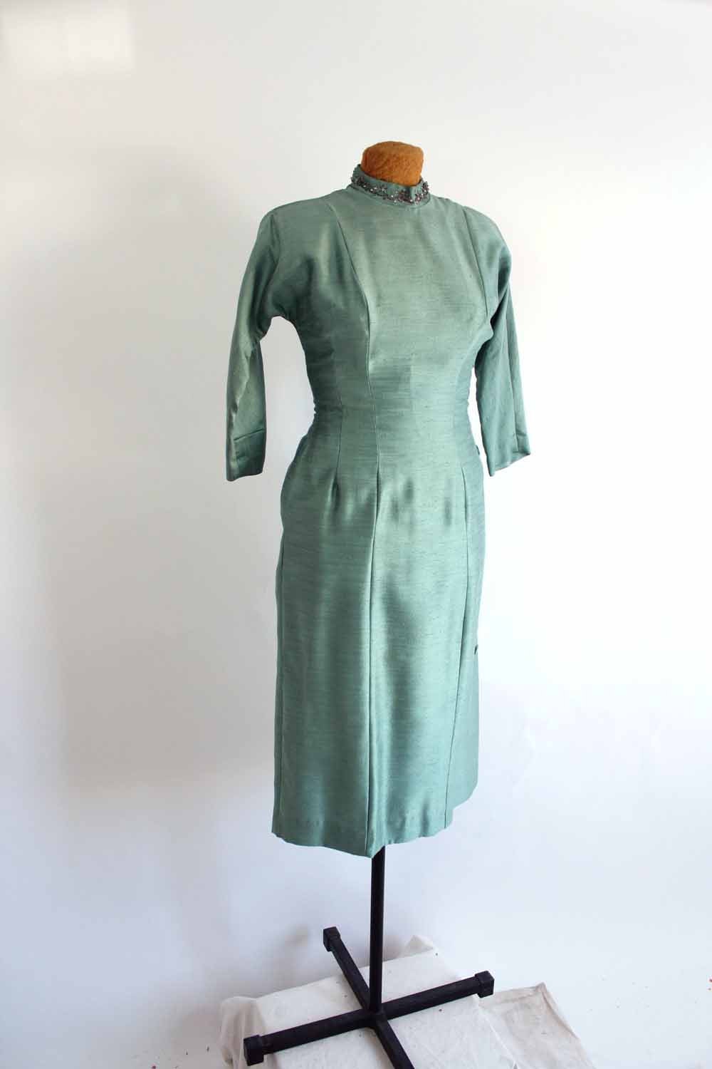 sage green silk robe