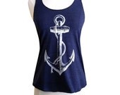 Anchor Tank Top - Nautical Sailor American Apparel Tri-Blend Tank - Available in sizes S, M, L