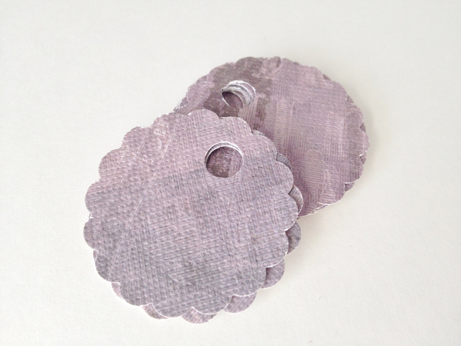 Purple Scalloped Circle Tags - 12 tags - MIX and MATCH
