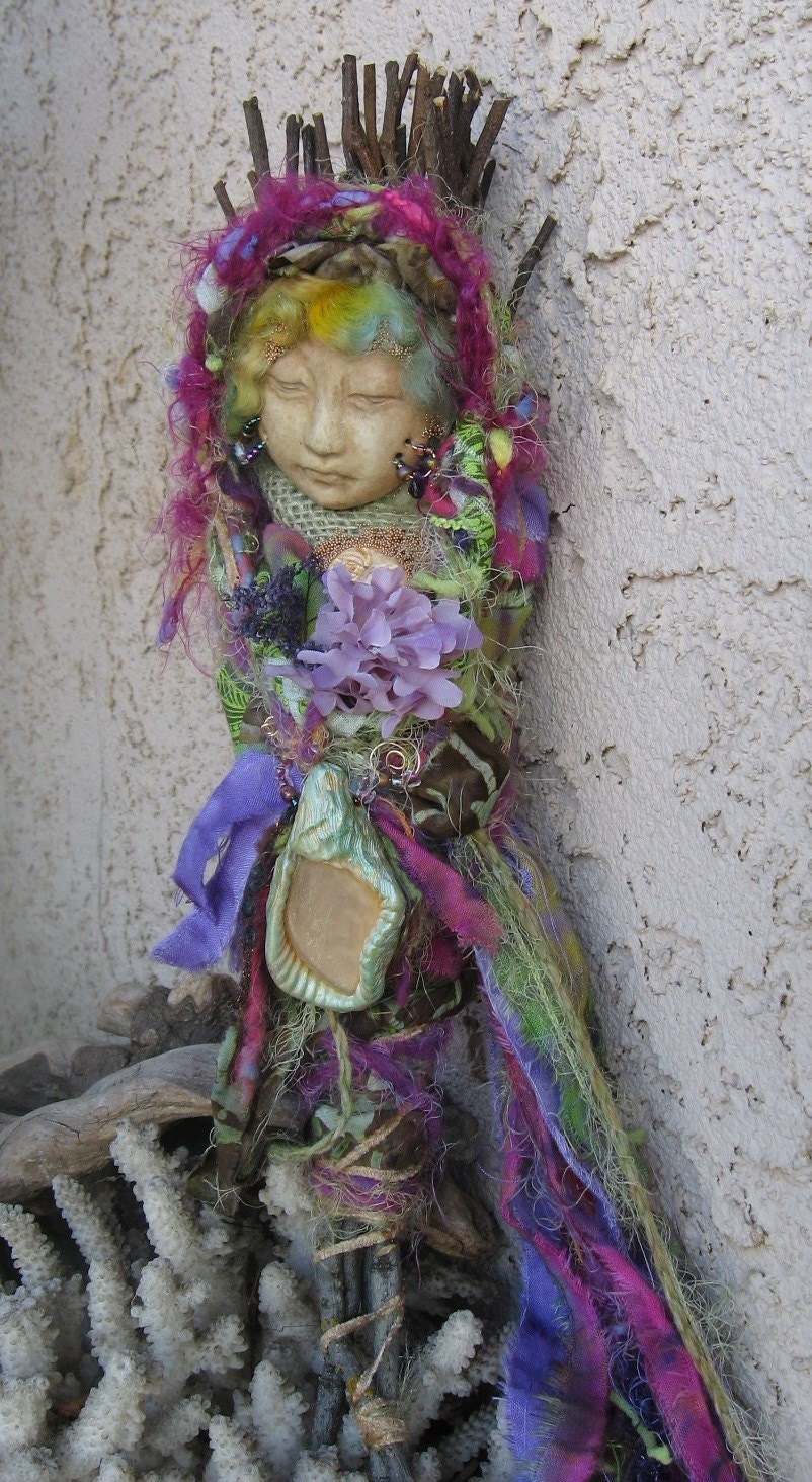 Avalon Mists, Lady of the Lake.  Assemblage Art Doll  ooak