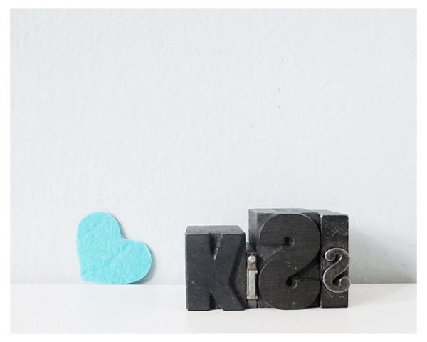 Kiss vintage letterpress type wood metal collection - love and friendship