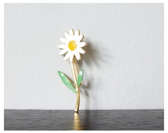 Vintage daisy flower enamel pin brooch